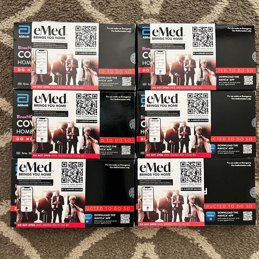 eMed Ag Card Test Kits for Airlines and Cruise Travel (6 tests) - Brand New Seal